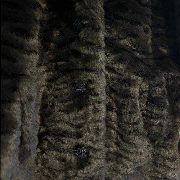 Vintage Grunge Winter Dark Brown Faux Fur Streetwear Midi Whimsygoth -Size Large - Picture 11 of 14